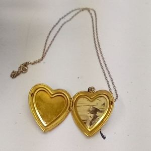 Vintage A made Heart locket with chain 1/20 12k of